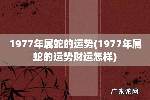 1977年属蛇的运势财运怎样 1977年属蛇的运势