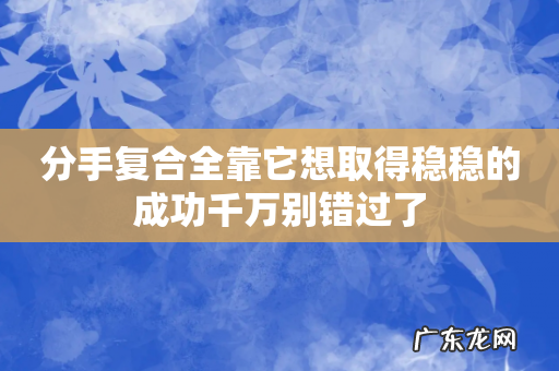分手复合全靠它想取得稳稳的成功千万别错过了