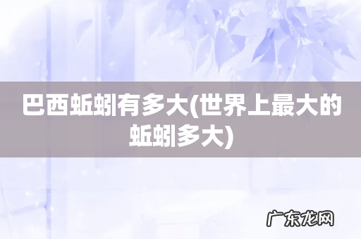 世界上最大的蚯蚓多大 巴西蚯蚓有多大