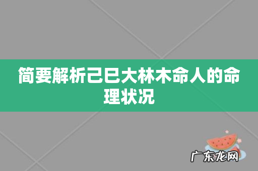 简要解析己巳大林木命人的命理状况