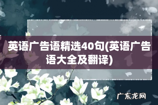 英语广告语大全及翻译 英语广告语精选40句