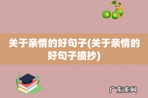 关于亲情的好句子摘抄 关于亲情的好句子