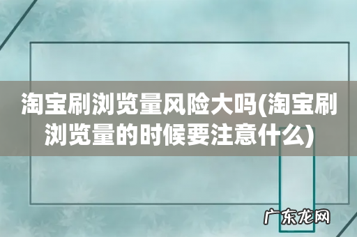 淘宝刷浏览量的时候要注意什么 淘宝刷浏览量风险大吗