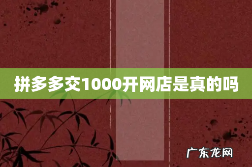 拼多多交1000开网店是真的吗