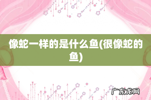 很像蛇的鱼 像蛇一样的是什么鱼