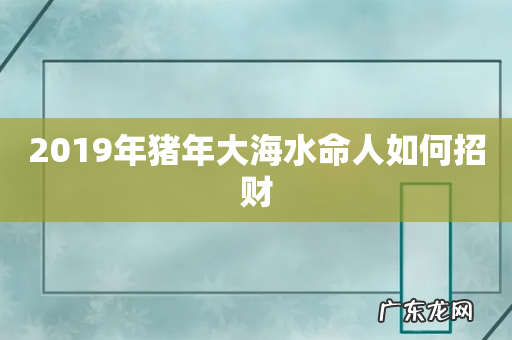 2019年猪年大海水命人如何招财