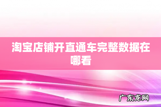 淘宝店铺开直通车完整数据在哪看