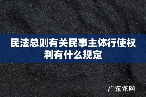 民法总则有关民事主体行使权利有什么规定