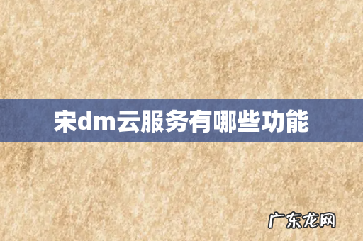 宋dm云服务有哪些功能