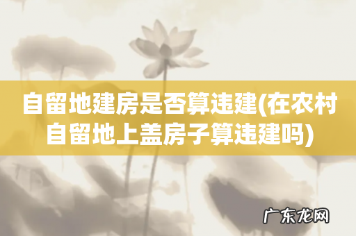 在农村自留地上盖房子算违建吗 自留地建房是否算违建