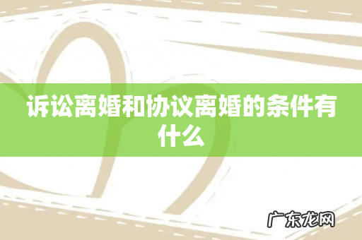诉讼离婚和协议离婚的条件有什么
