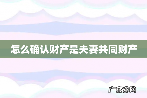 怎么确认财产是夫妻共同财产