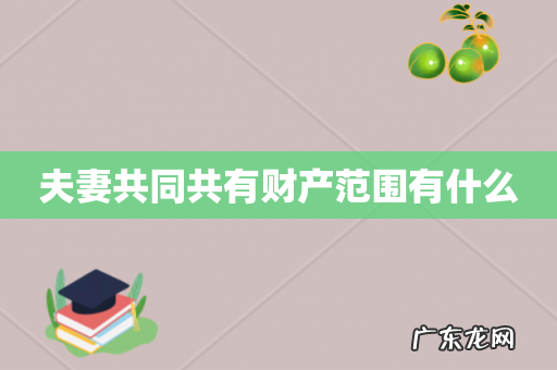 夫妻共同共有财产范围有什么