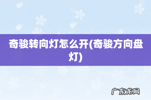 奇骏方向盘灯 奇骏转向灯怎么开