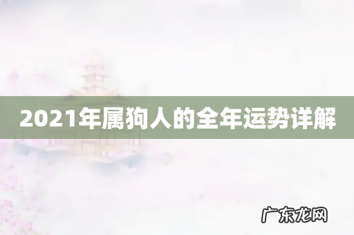 2021年属狗人的全年运势详解
