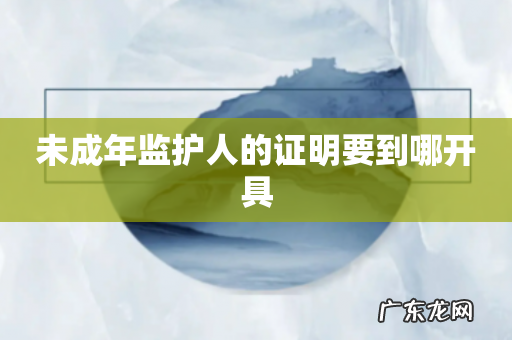 未成年监护人的证明要到哪开具