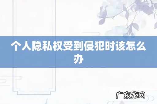 个人隐私权受到侵犯时该怎么办