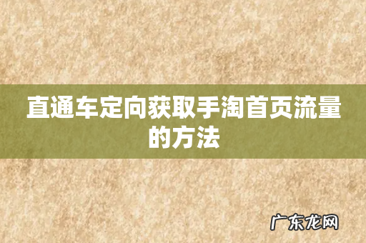 直通车定向获取手淘首页流量的方法