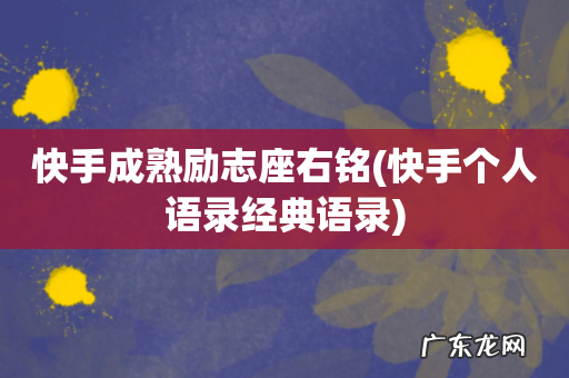 快手个人语录经典语录 快手成熟励志座右铭