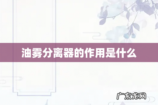油雾分离器的作用是什么