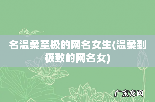 温柔到极致的网名女 名温柔至极的网名女生