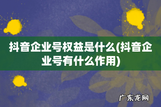 抖音企业号有什么作用 抖音企业号权益是什么