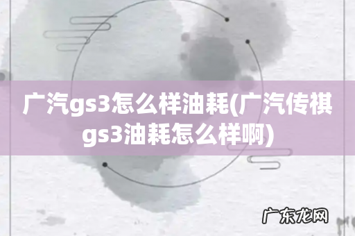 广汽传祺gs3油耗怎么样啊 广汽gs3怎么样油耗
