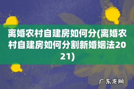 离婚农村自建房如何分割新婚姻法2021 离婚农村自建房如何分