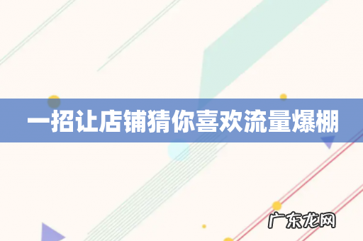 一招让店铺猜你喜欢流量爆棚