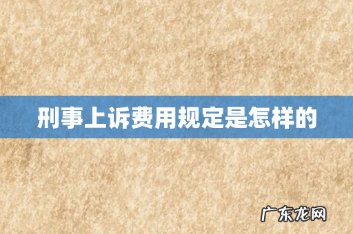 刑事上诉费用规定是怎样的