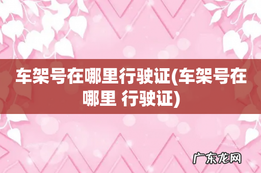 车架号在哪里 行驶证 车架号在哪里行驶证