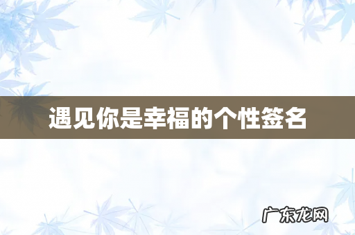 遇见你是幸福的个性签名