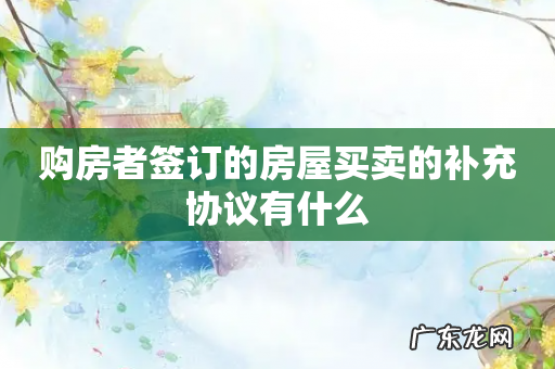 购房者签订的房屋买卖的补充协议有什么