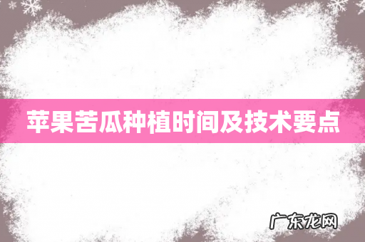 苹果苦瓜种植时间及技术要点