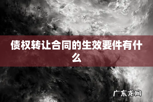 债权转让合同的生效要件有什么
