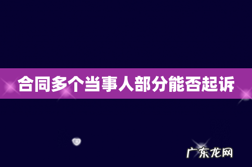合同多个当事人部分能否起诉