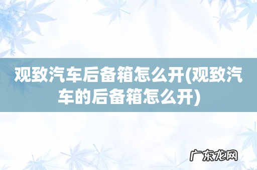 观致汽车的后备箱怎么开 观致汽车后备箱怎么开