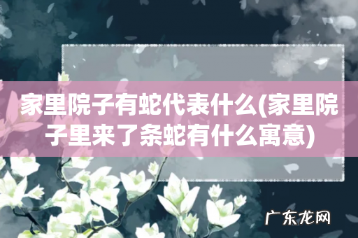 家里院子里来了条蛇有什么寓意 家里院子有蛇代表什么