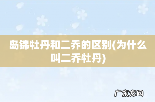 为什么叫二乔牡丹 岛锦牡丹和二乔的区别