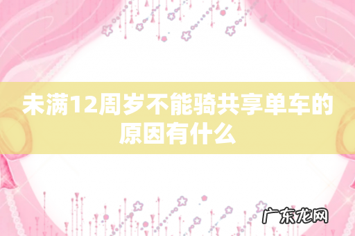 未满12周岁不能骑共享单车的原因有什么