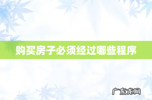 购买房子必须经过哪些程序