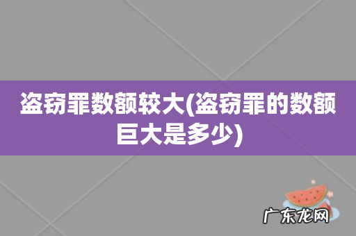 盗窃罪的数额巨大是多少 盗窃罪数额较大
