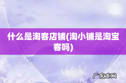淘小铺是淘宝客吗 什么是淘客店铺