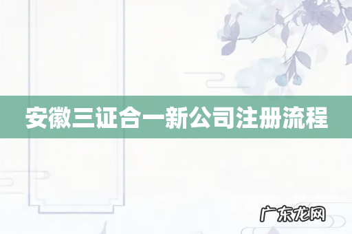 安徽三证合一新公司注册流程