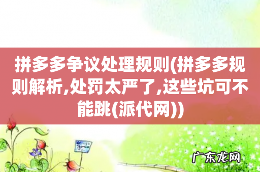 拼多多规则解析,处罚太严了,这些坑可不能跳(派代网 拼多多争议处理规则)