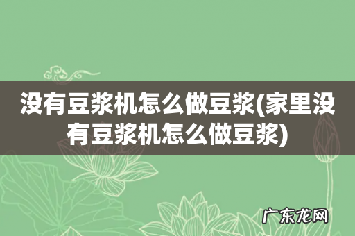 家里没有豆浆机怎么做豆浆 没有豆浆机怎么做豆浆
