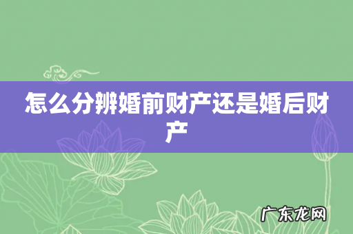 怎么分辨婚前财产还是婚后财产