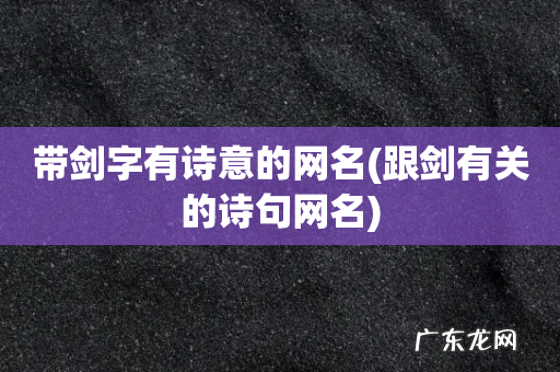 跟剑有关的诗句网名 带剑字有诗意的网名