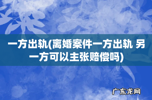 离婚案件一方出轨 另一方可以主张赔偿吗 一方出轨