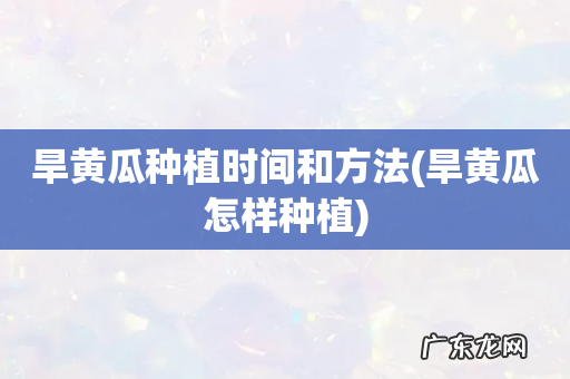 旱黄瓜怎样种植 旱黄瓜种植时间和方法